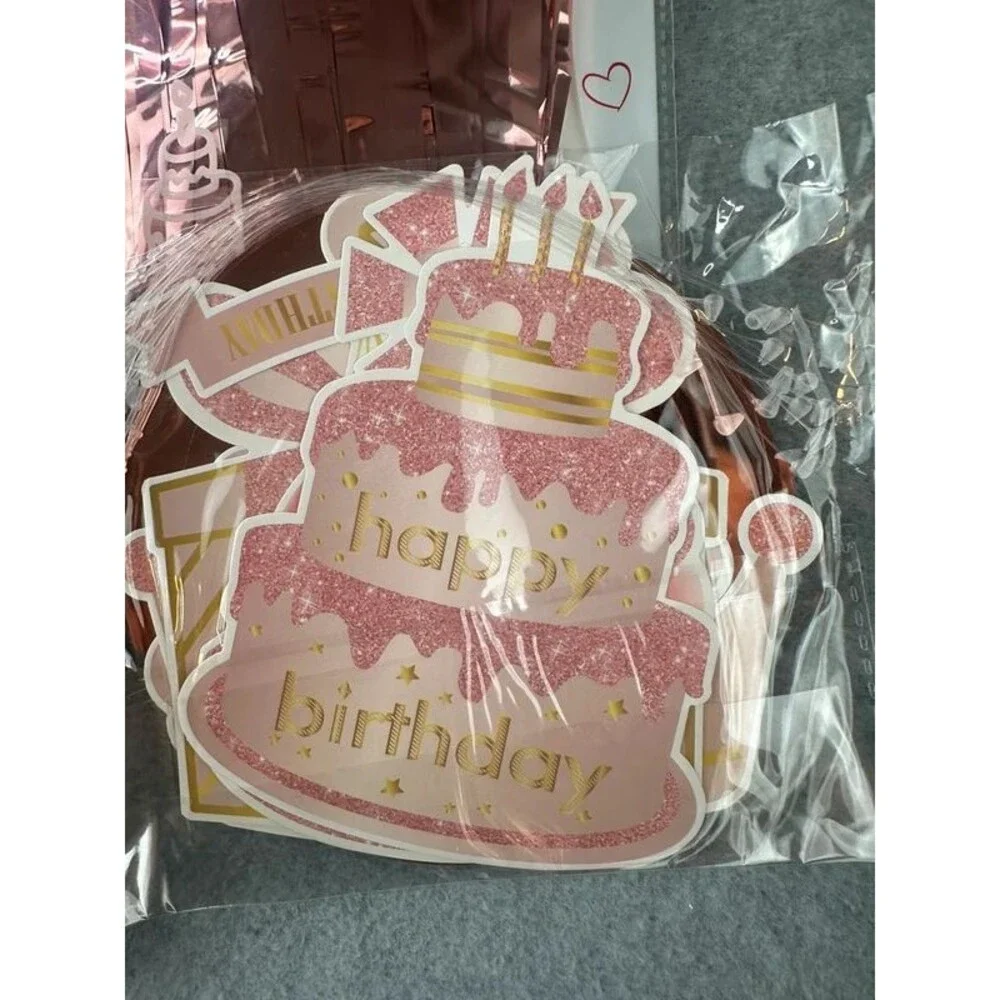 New Happy Birthday Girl Rose Gold Party Decoration Set